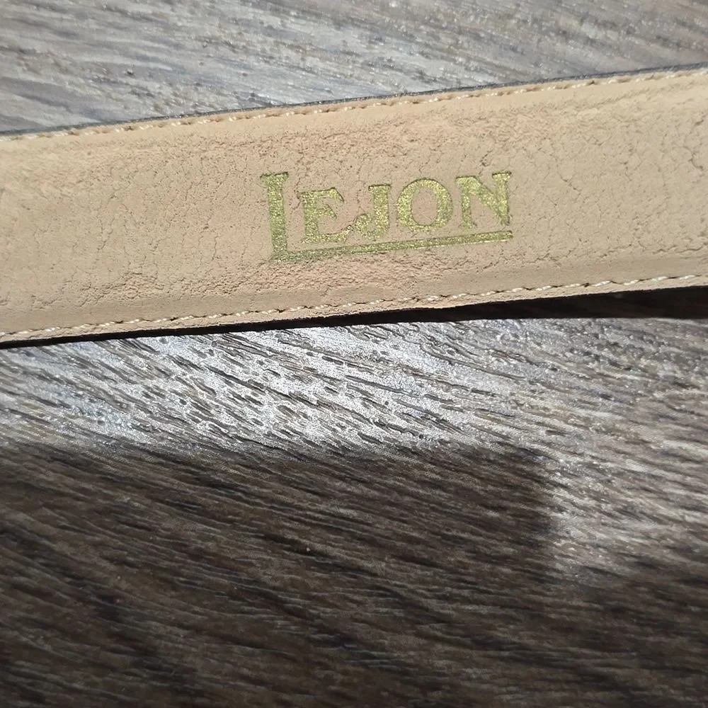 Lejon Brown‎ Suede Belt with Gold Buckle M